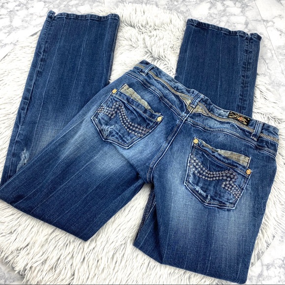 Express ReRock Distressed Bootcut Jeans EUC - Picture 2 of 13